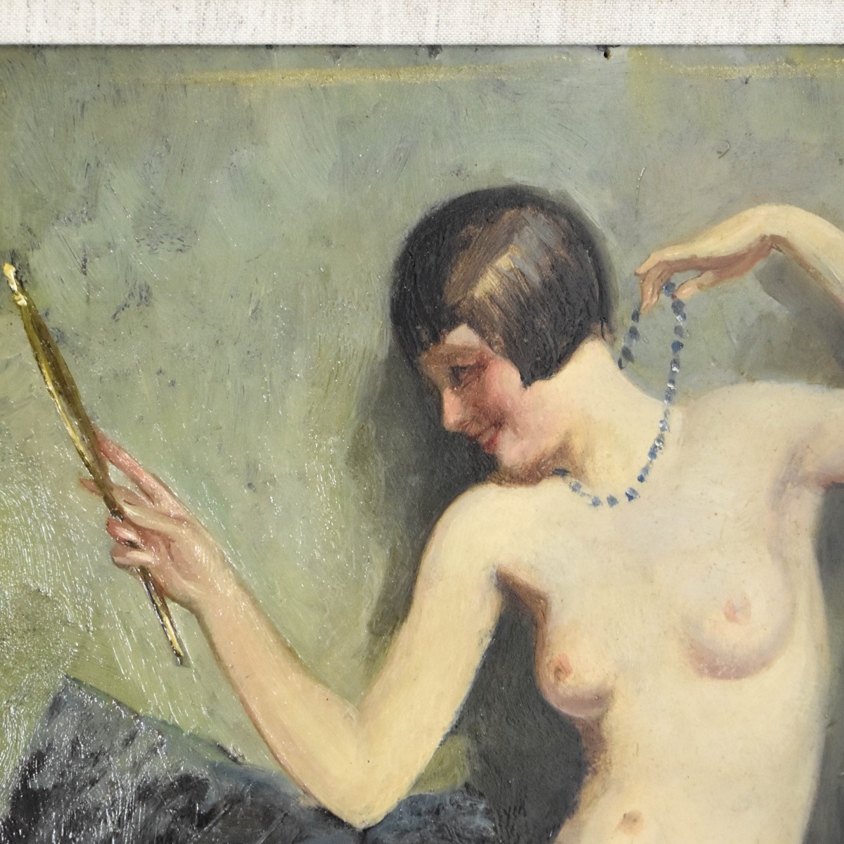 Oil On Board Nude Female Flapper Era 1920s