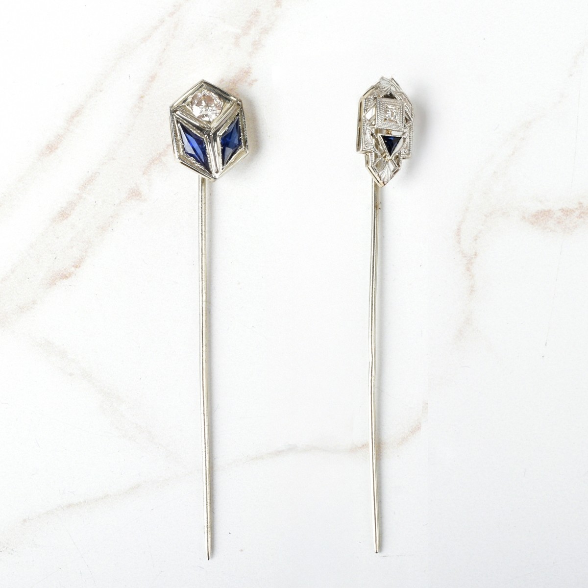 Diamond and Sapphire Stick Pins