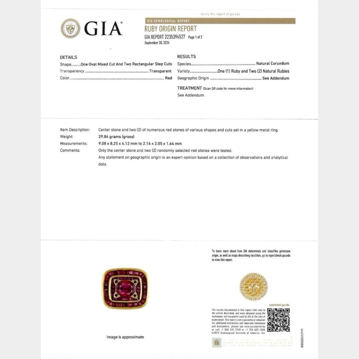 GIA Ruby and 18K Ring
