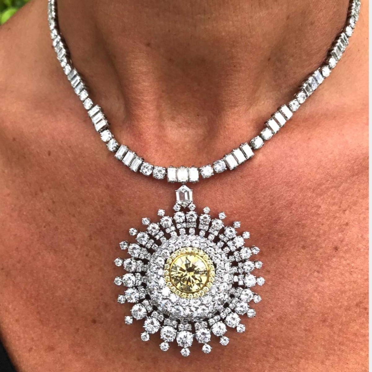 GIA Diamond and Platinum Necklace