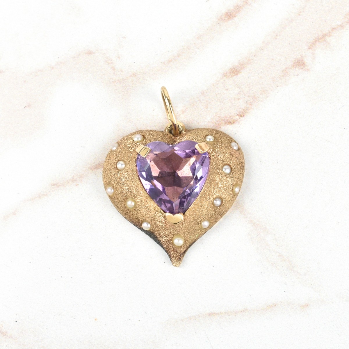 Amethyst, Pearl and 14K Pendant