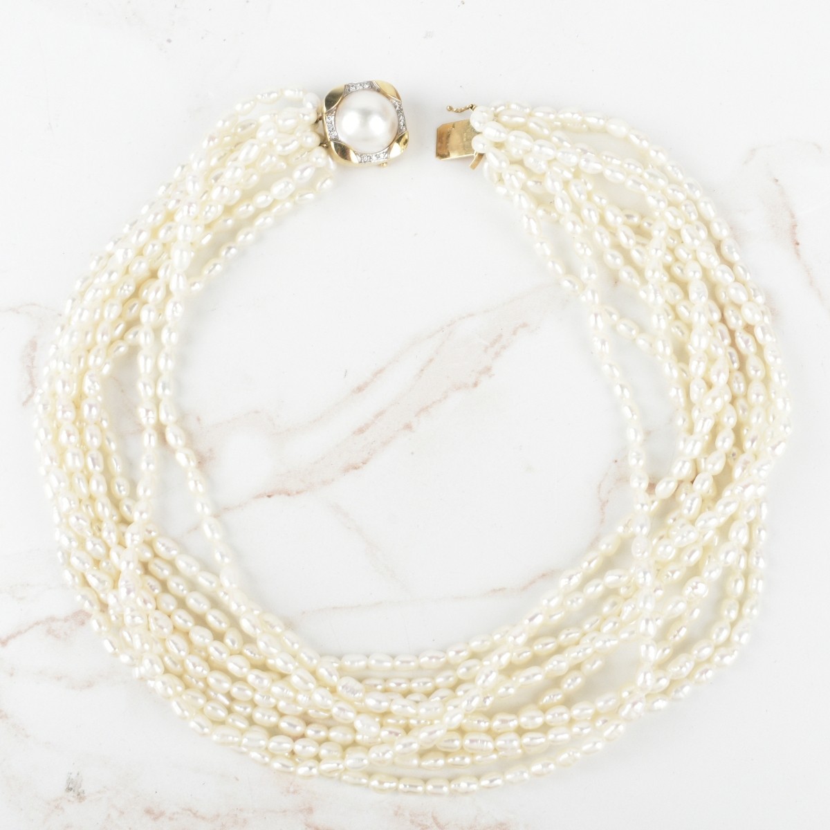 Pearl, Diamond and 14K Necklace