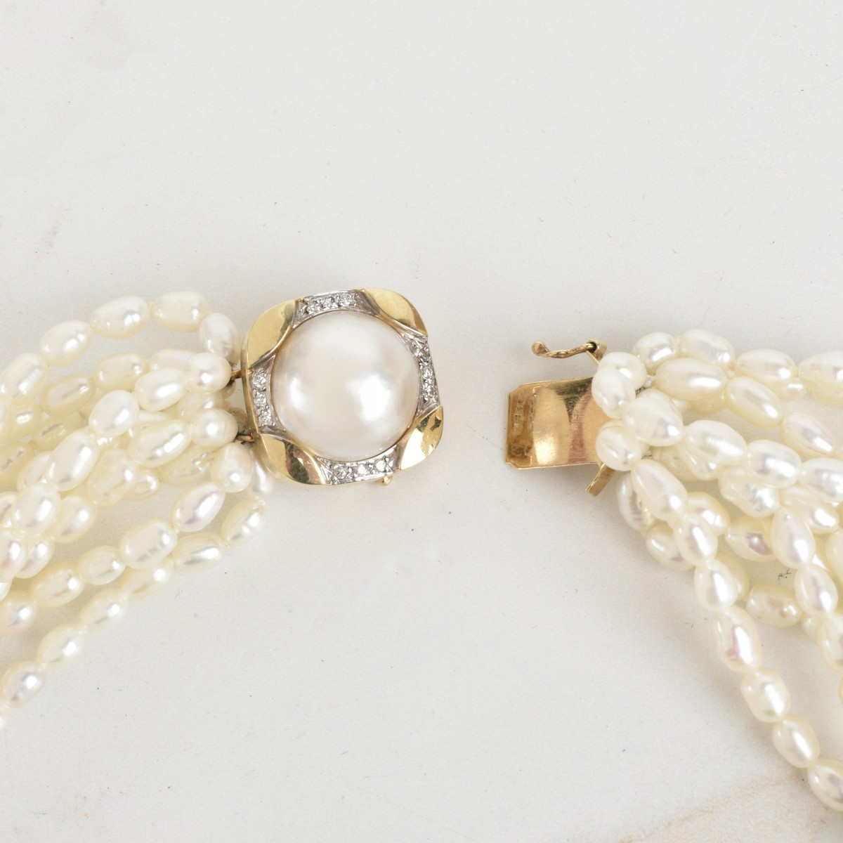 Pearl, Diamond and 14K Necklace