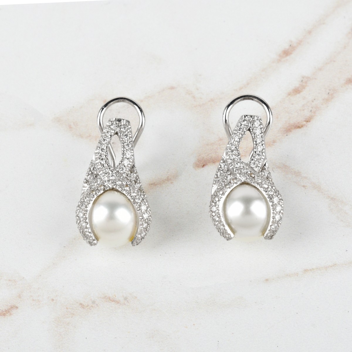 Pearl, Diamond and 14K Earring