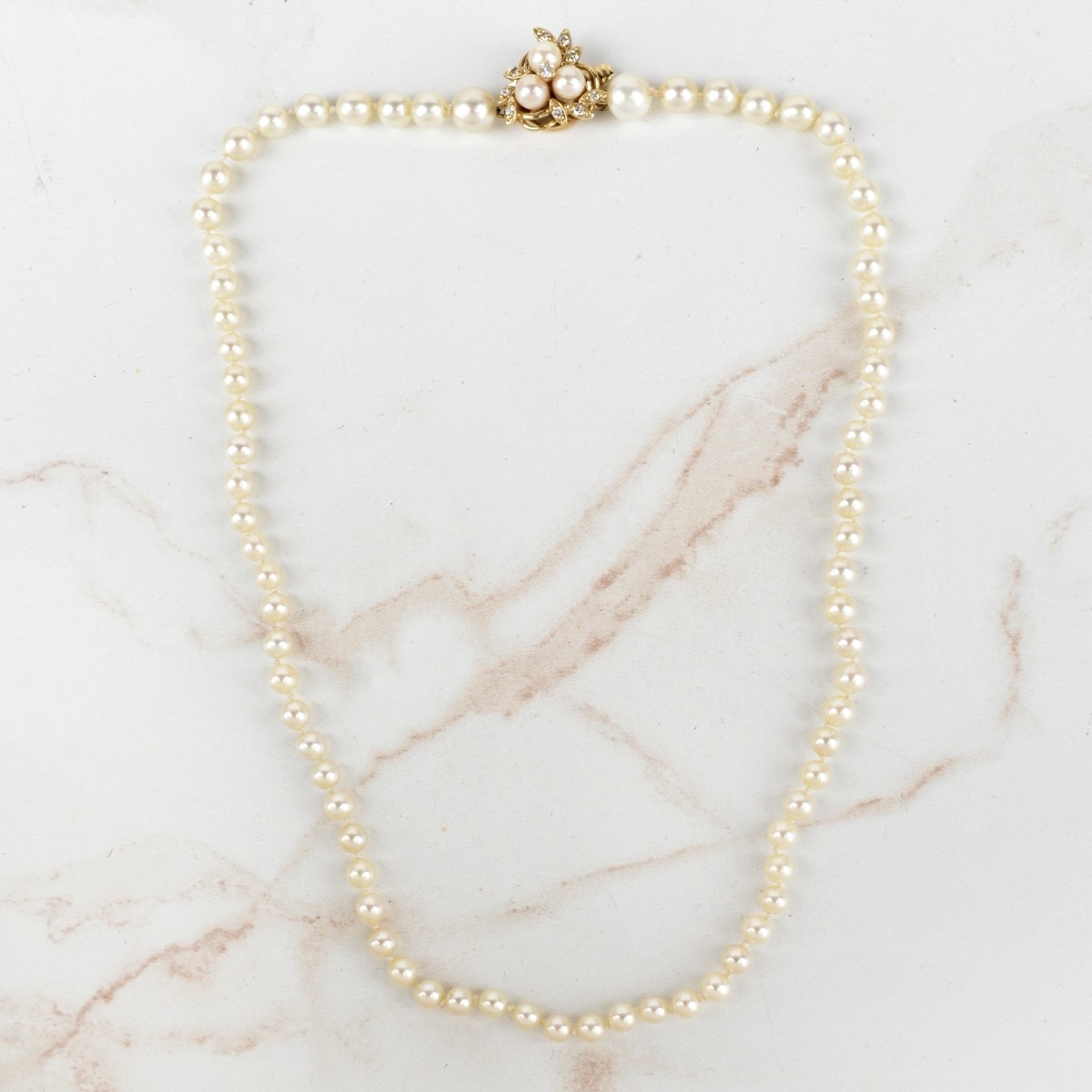 Pearl, Diamond and 14K Necklace