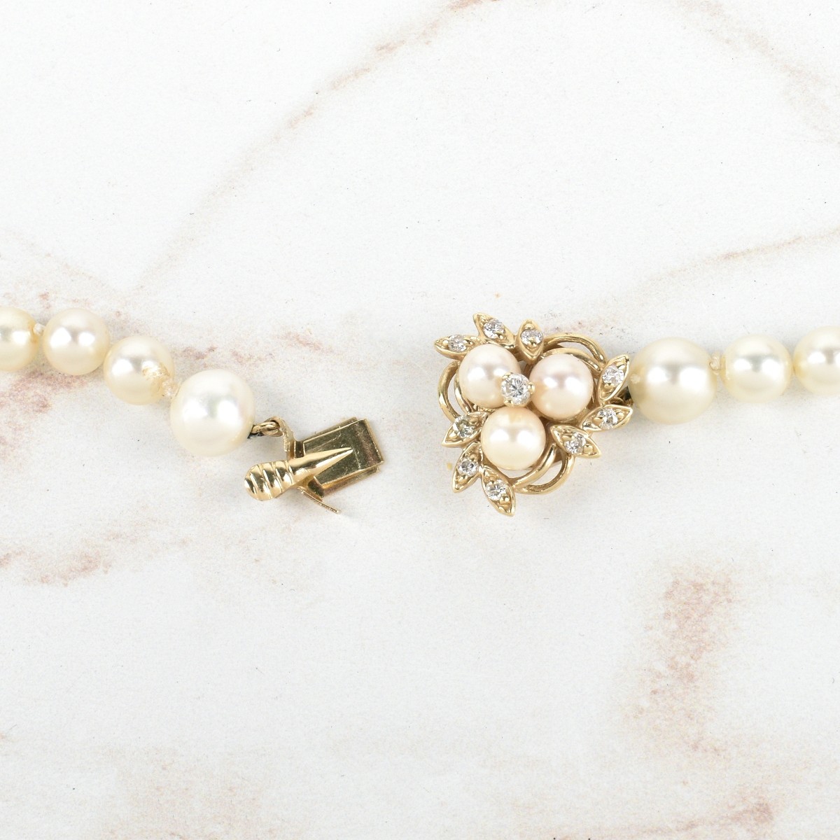Pearl, Diamond and 14K Necklace