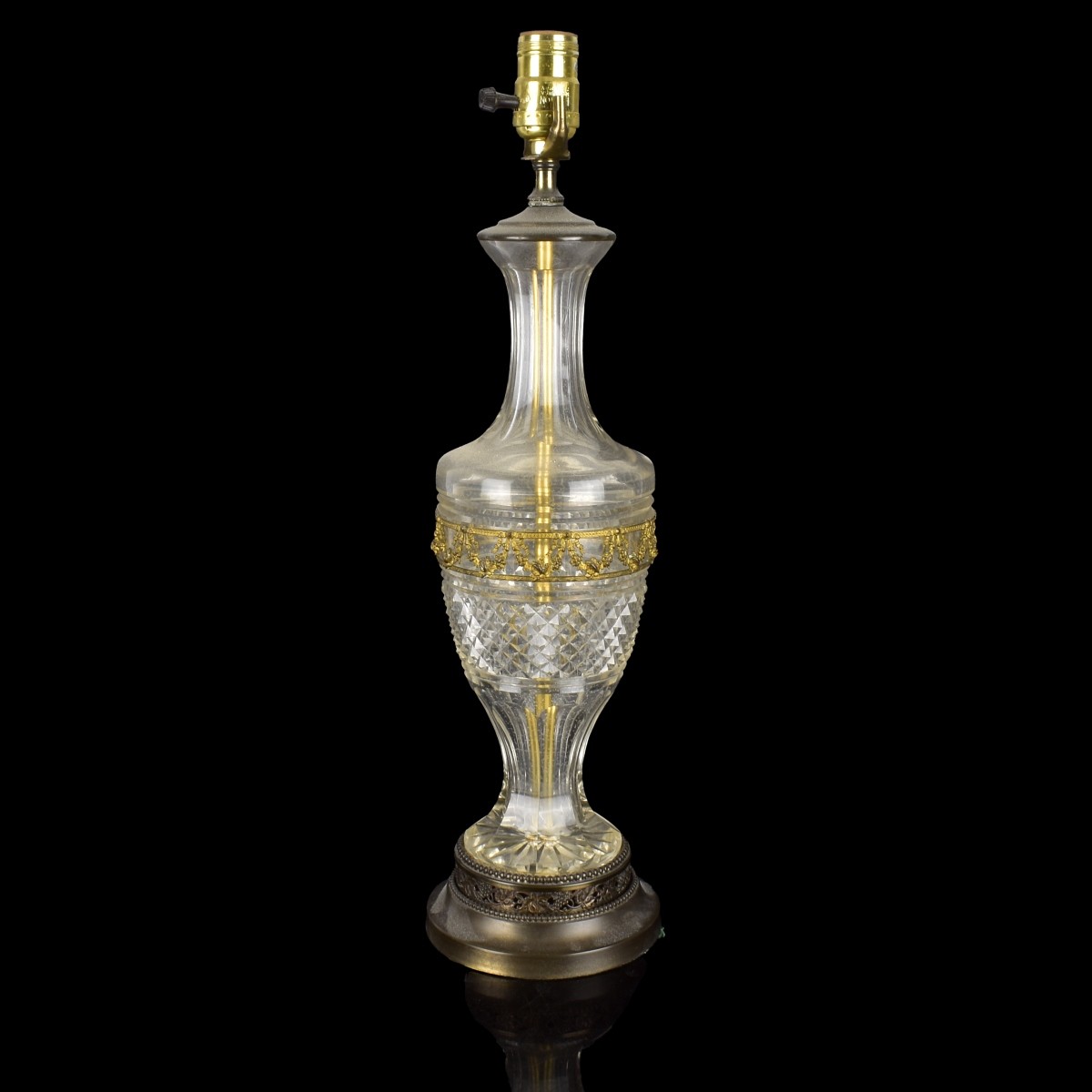 Antique Baccarat Bronze Mount Crystal Lamp