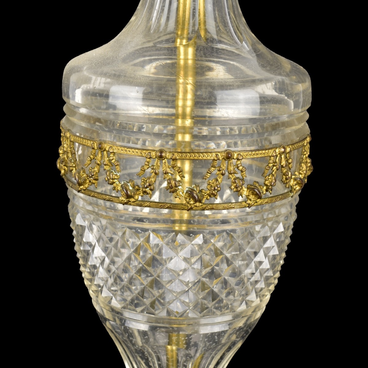 Antique Baccarat Bronze Mount Crystal Lamp