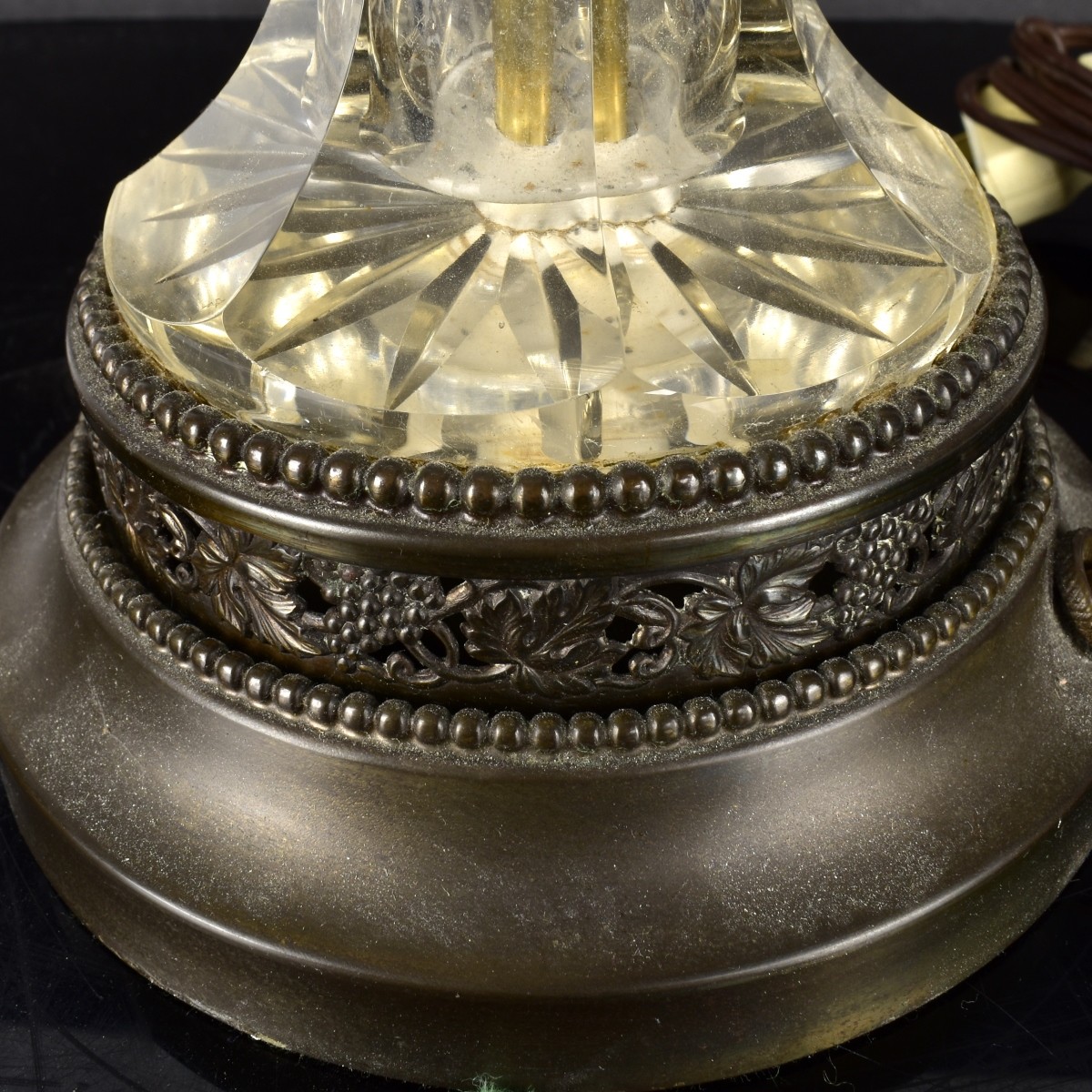 Antique Baccarat Bronze Mount Crystal Lamp