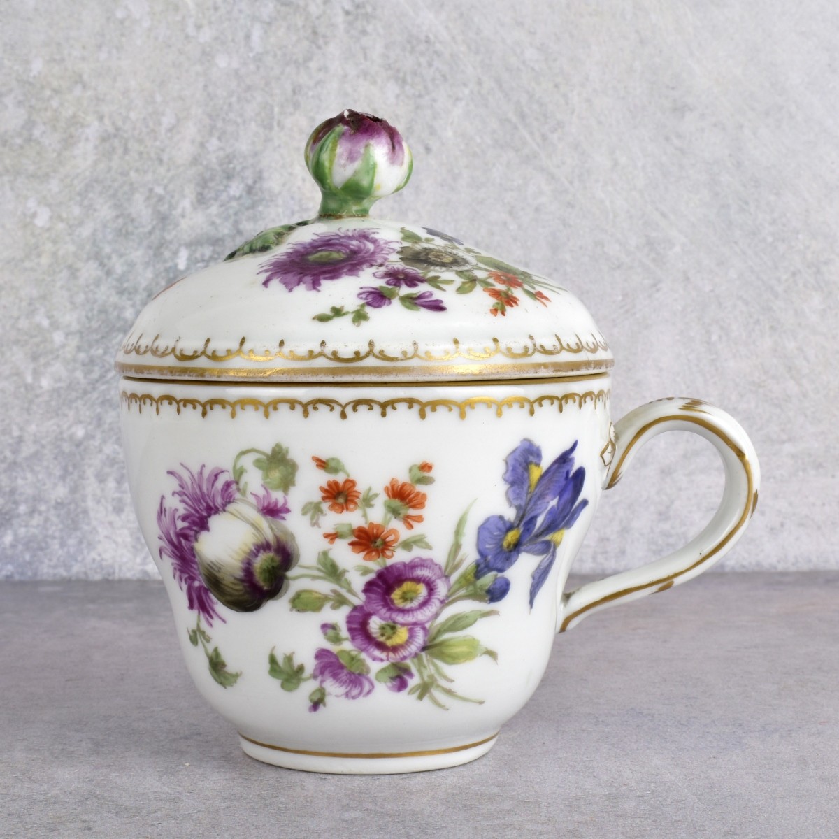19th Century Meissen Porcelain Lidded Cup