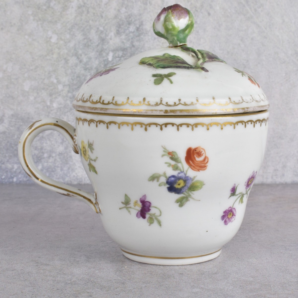 19th Century Meissen Porcelain Lidded Cup