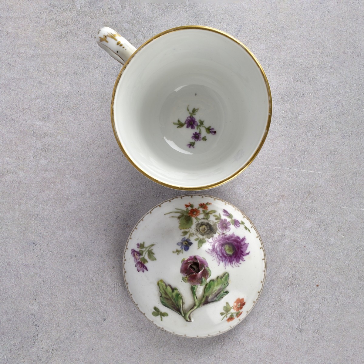19th Century Meissen Porcelain Lidded Cup