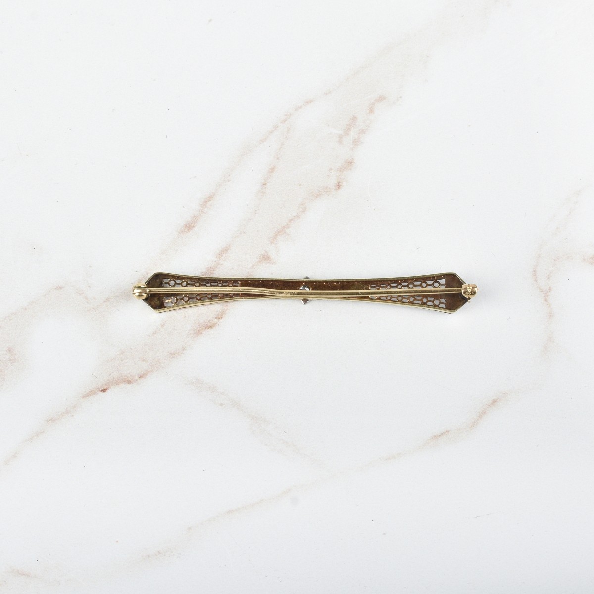 Diamond and 14K Bar Pin