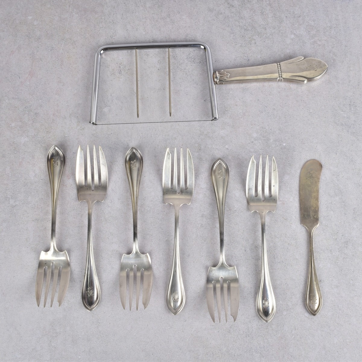 A.J. Towel Sterling Silver Forks and Cake Knife