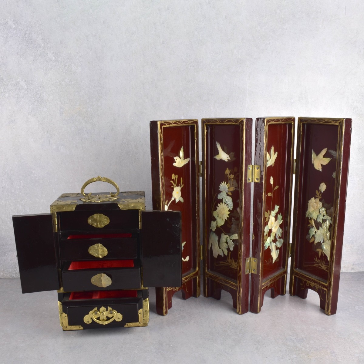 Miniature Chinese Screen and Chest