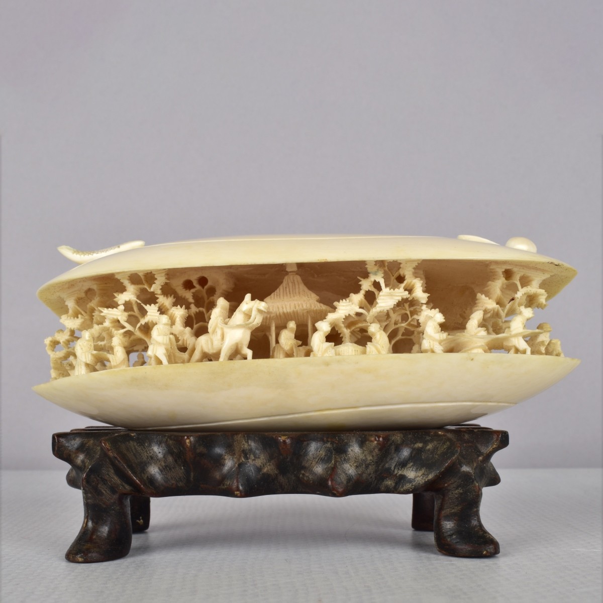 Antique Japanese Carving of a Village