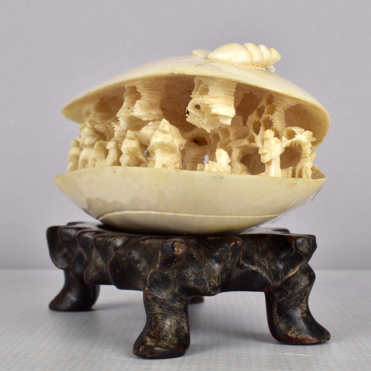 Antique Japanese Carving of a Village