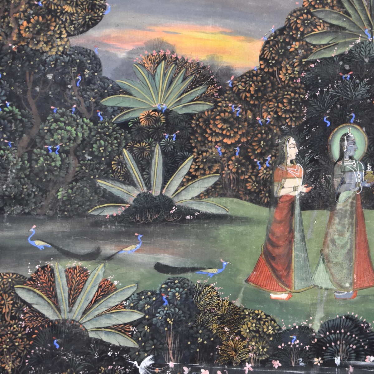 Old Indian Pichwai Painting on Silk