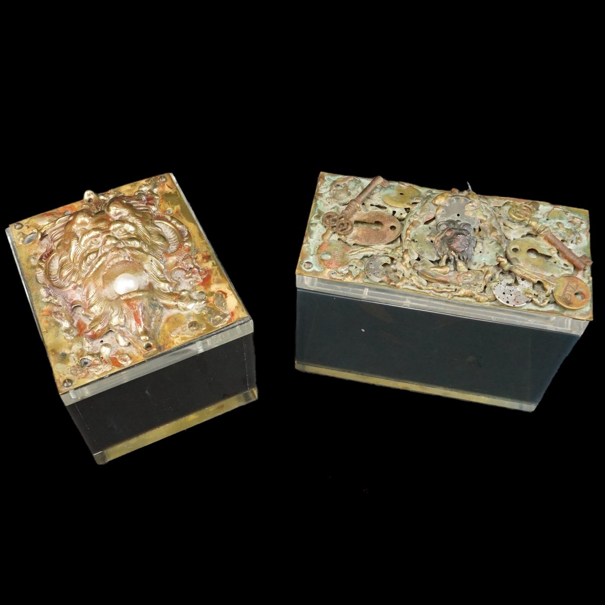 Lucite Keepsake Display Boxes with found objects