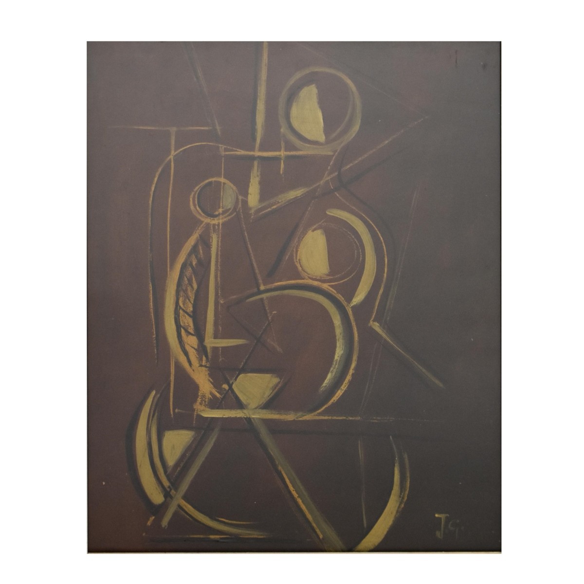 Abstract Gouache Mother & Child signed J G