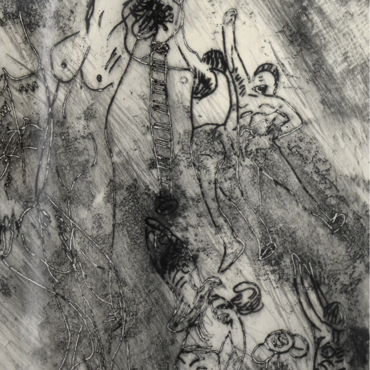France Lieber "Flying Figures" Etching