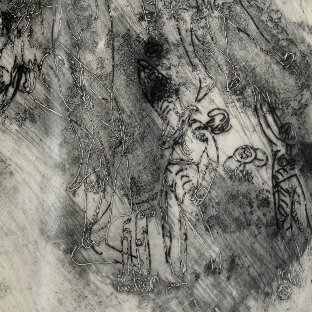 France Lieber "Flying Figures" Etching