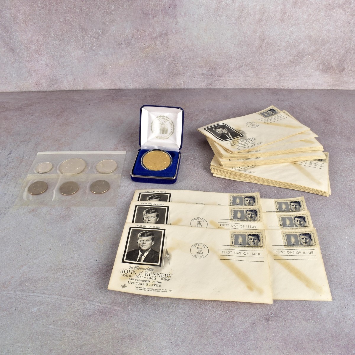 Collection of First Day Stamps, Coins
