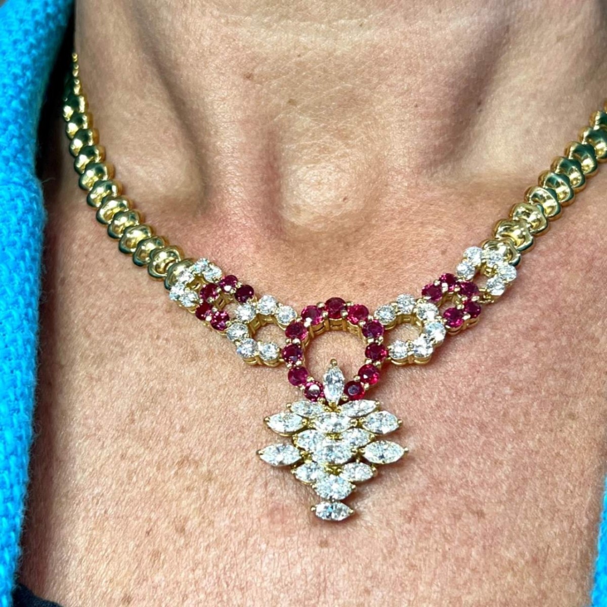 Diamond, Ruby and 18K Necklace