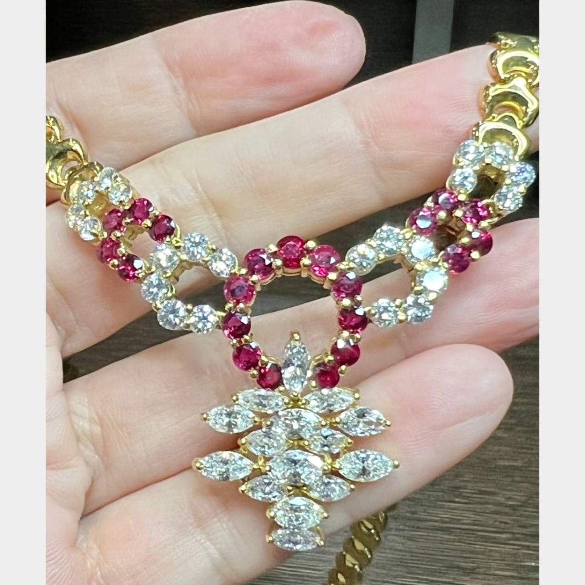 Diamond, Ruby and 18K Necklace