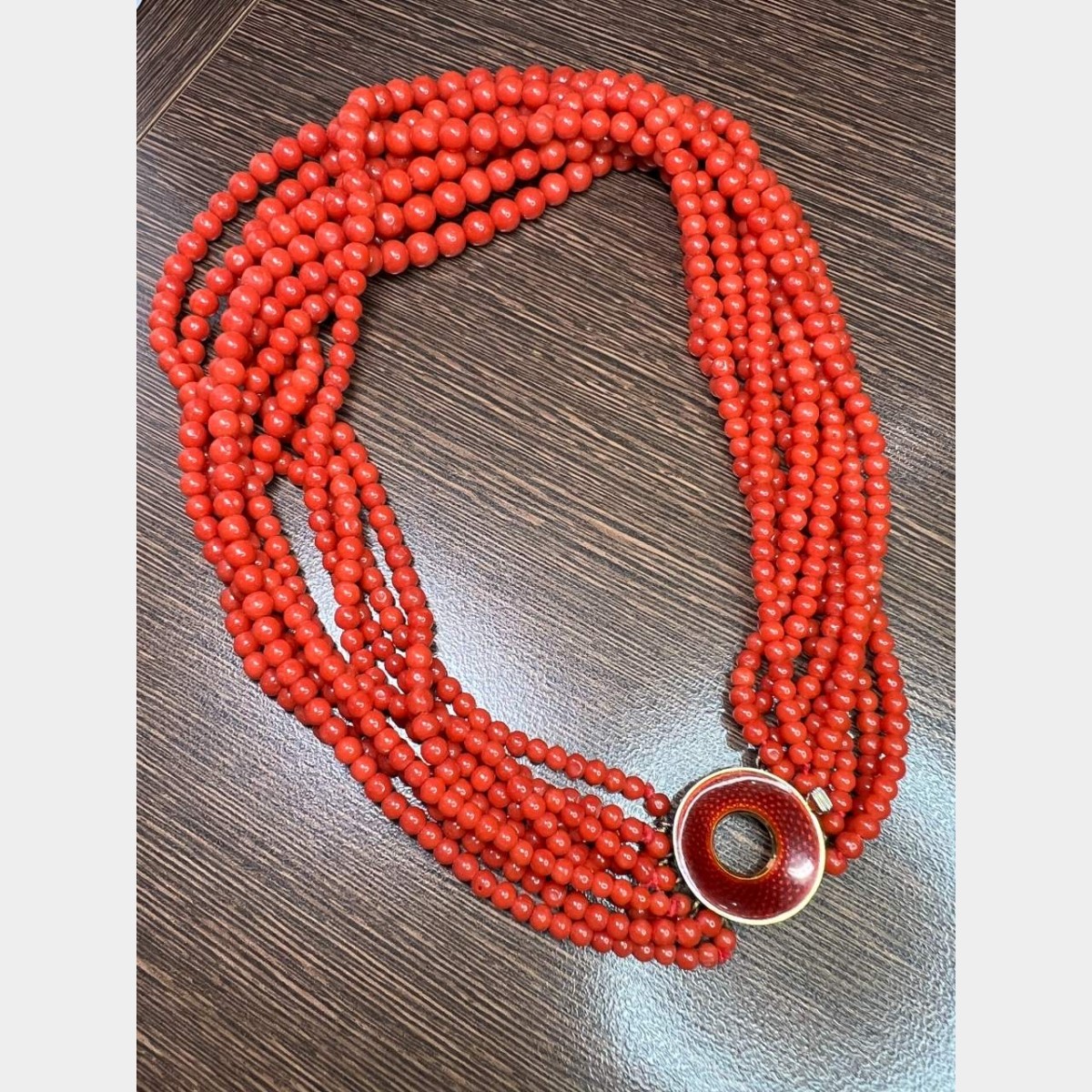 Certified Red Coral and 18K Necklace