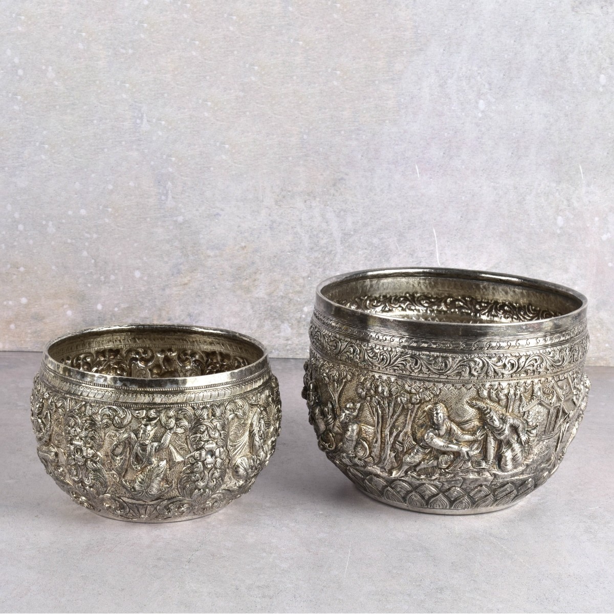 Antique Burmese Silver Bowls