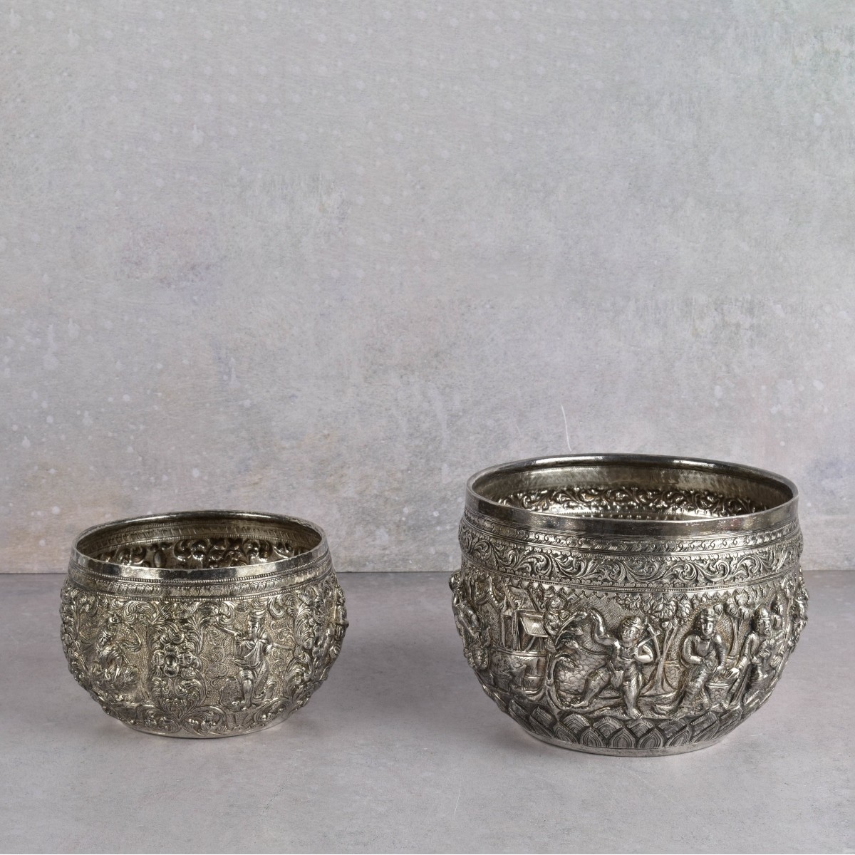 Antique Burmese Silver Bowls