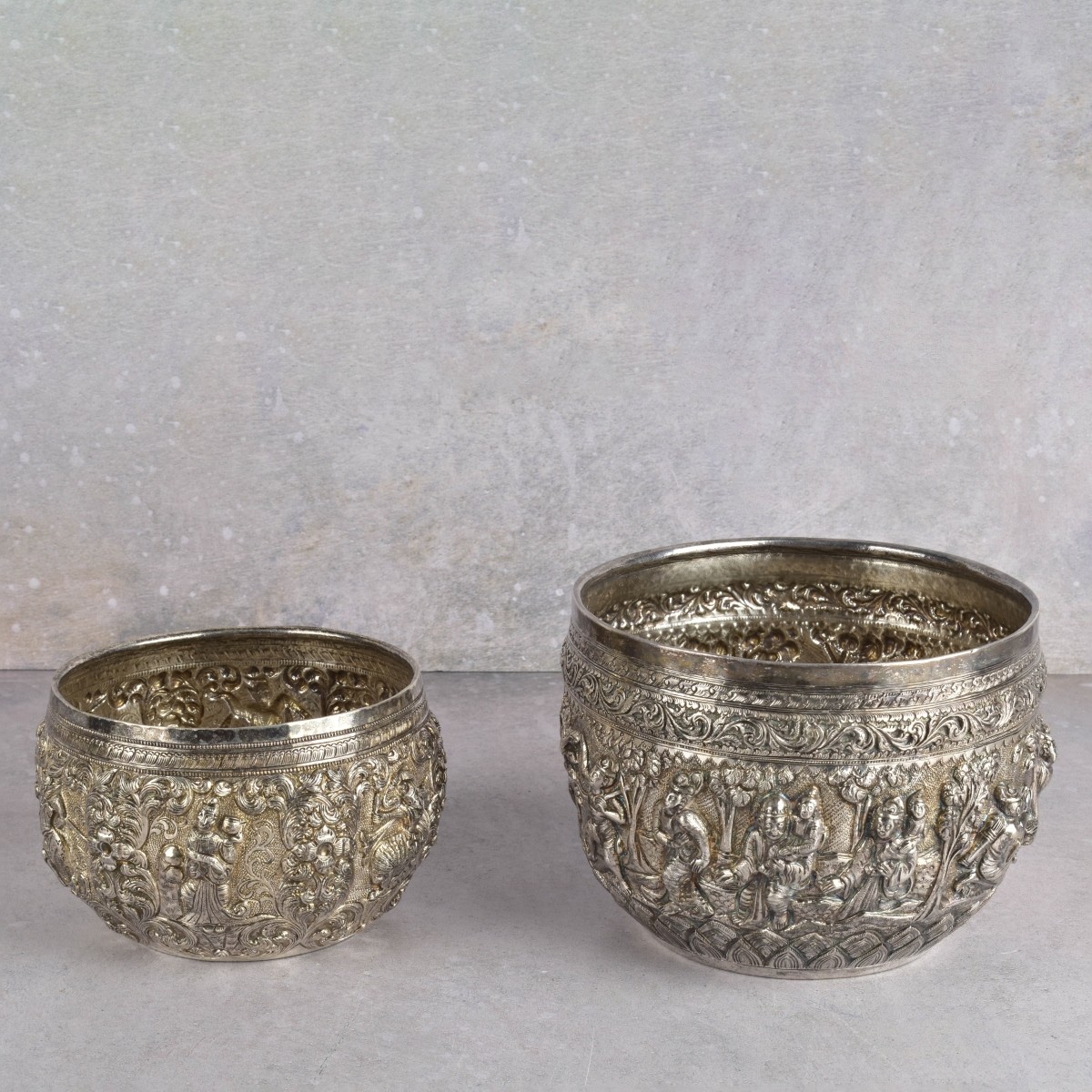 Antique Burmese Silver Bowls