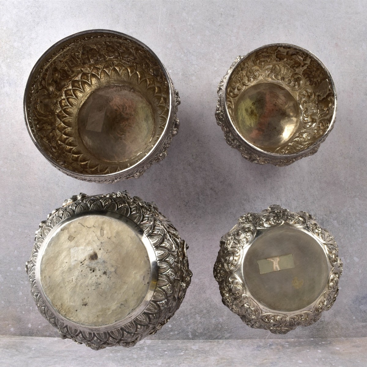 Antique Burmese Silver Bowls