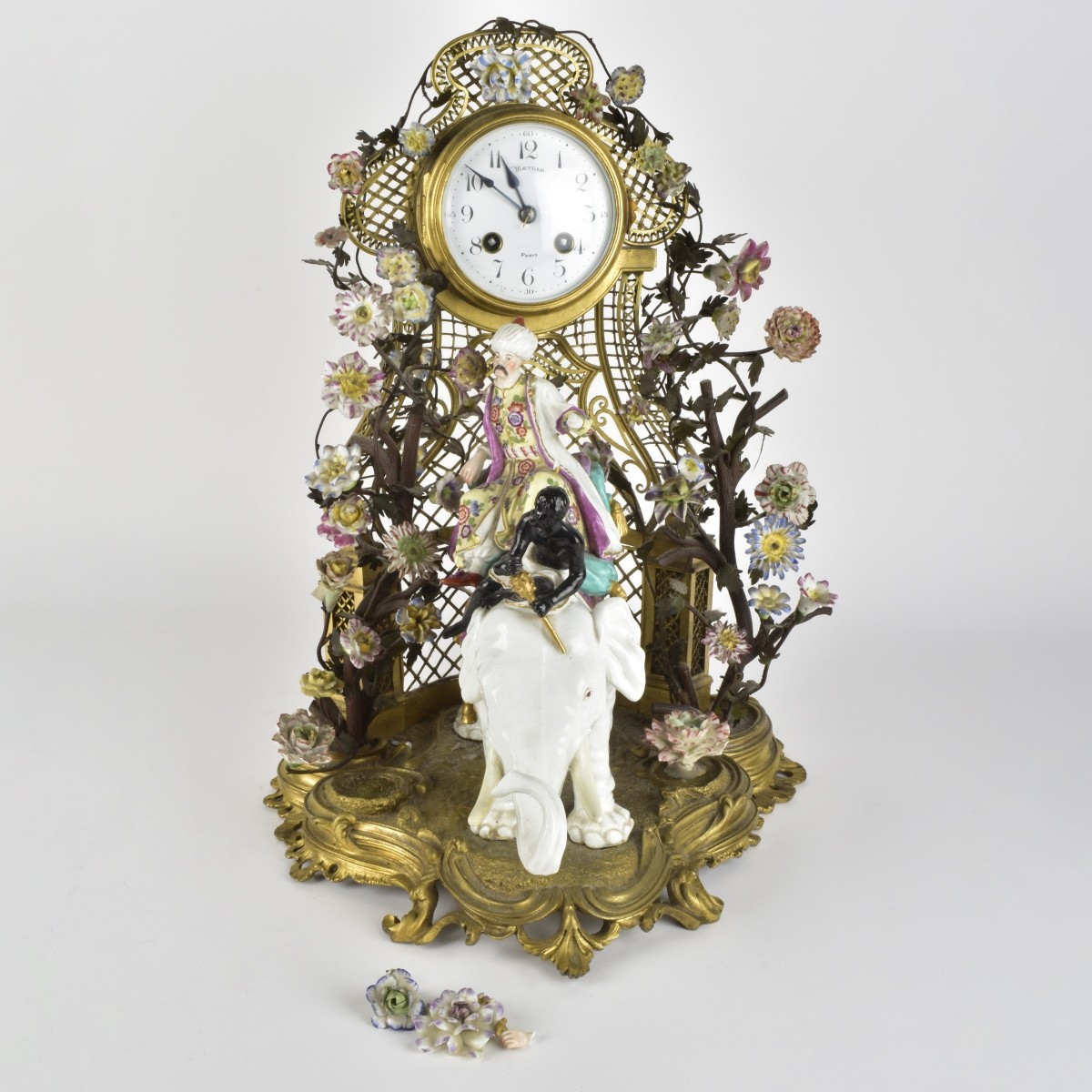 18/19th C Meissen Porcelain Figural Group / Clock