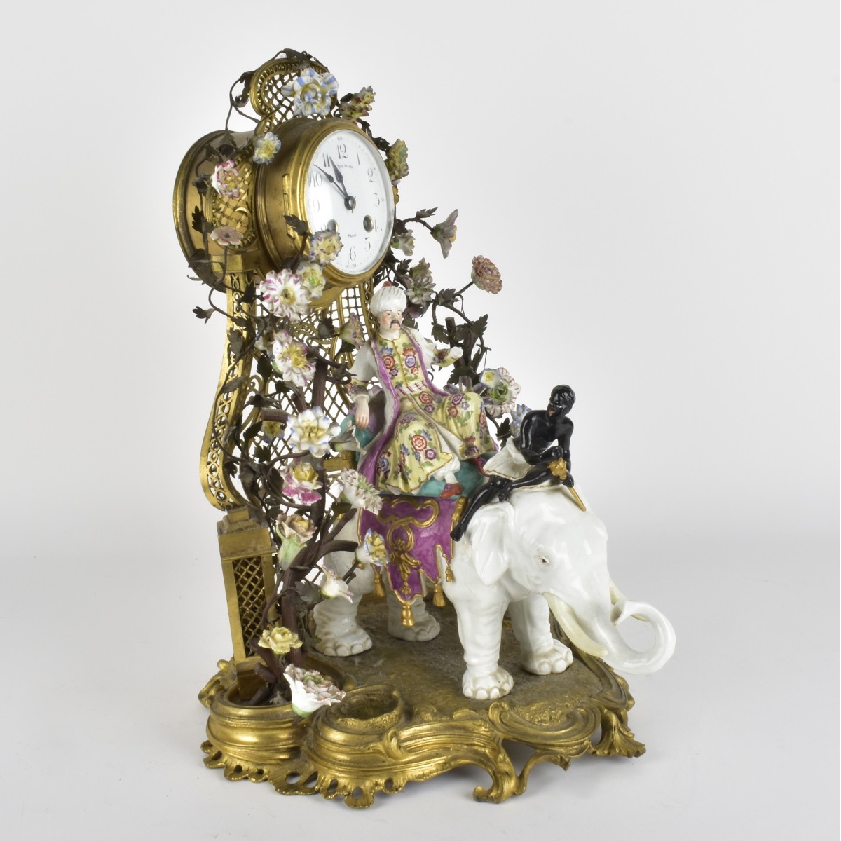 18/19th C Meissen Porcelain Figural Group / Clock