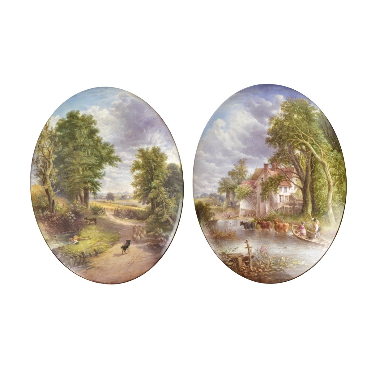 Painted Oval Porcelain Plaques