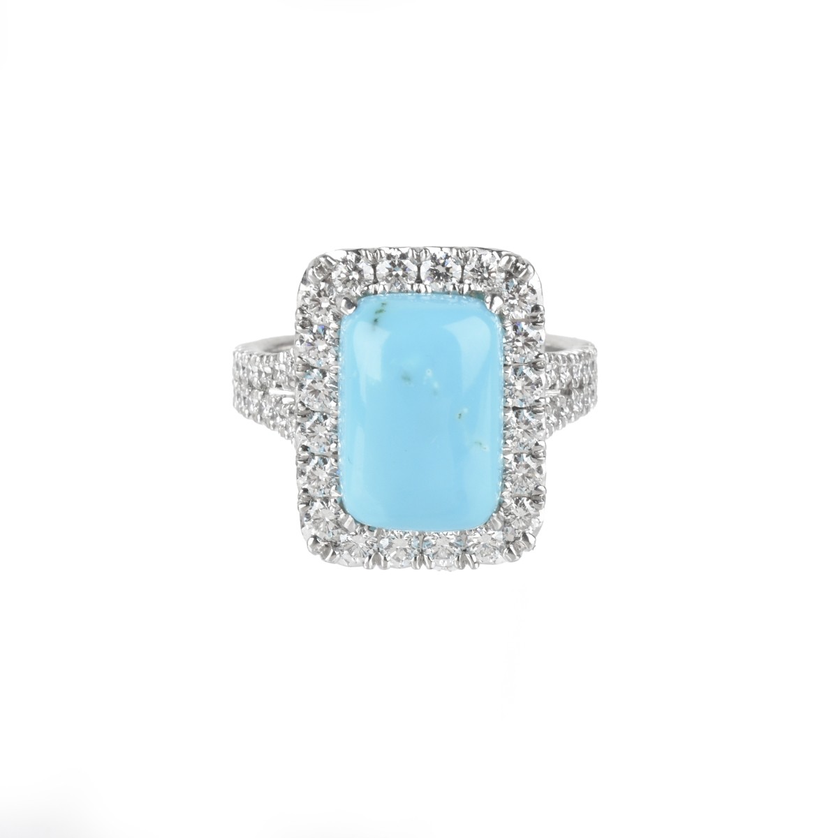 Turquoise, Diamond and 14K Ring