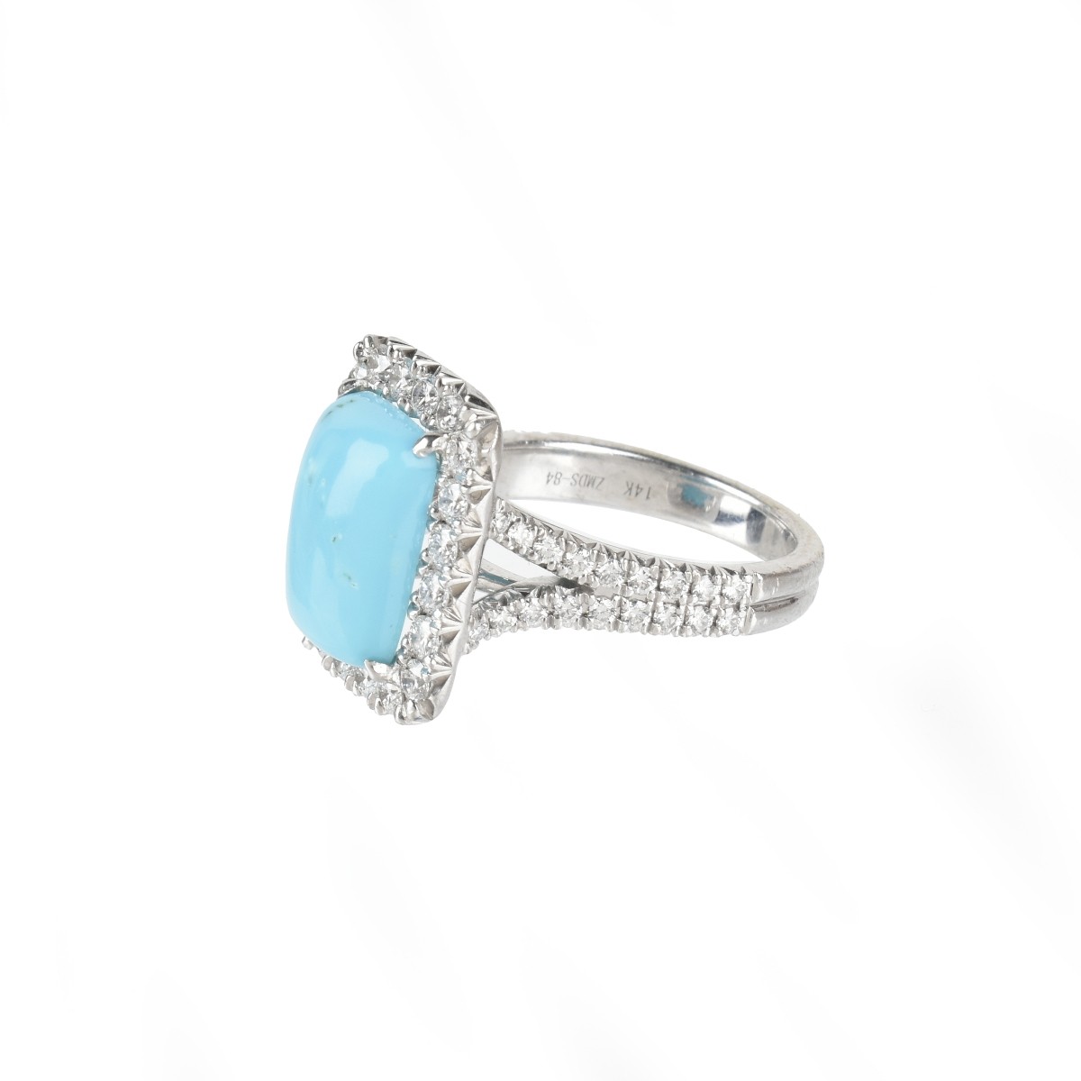 Turquoise, Diamond and 14K Ring