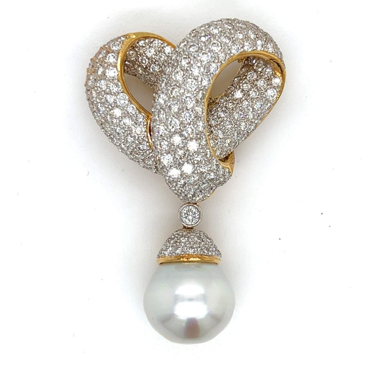Diamond, Pearl and 18K Brooch