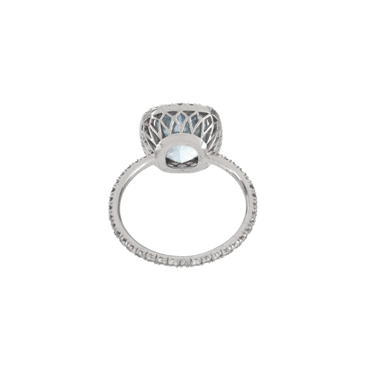 Aquamarine, Diamond and Platinum Ring