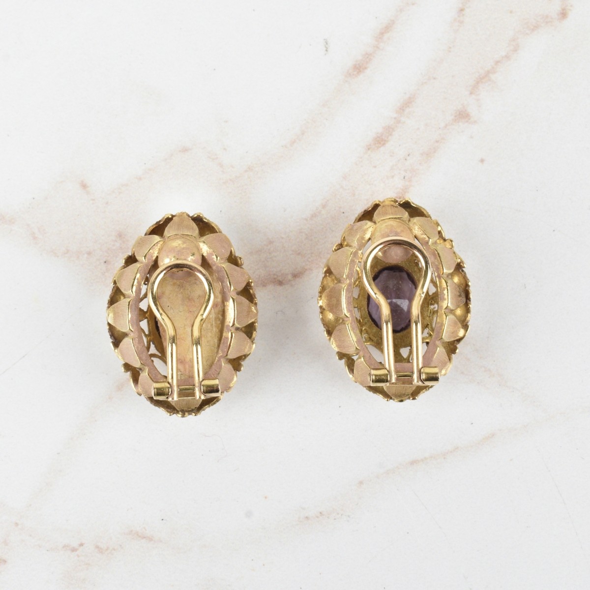 Amethyst, Diamond and 18K Earrings