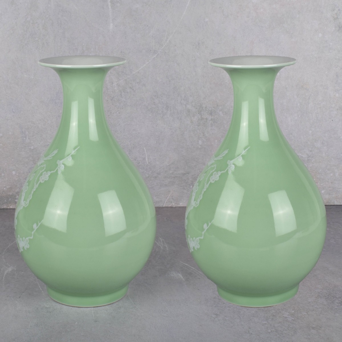 Pair of Chinese Green Glazed Porcelain Vases