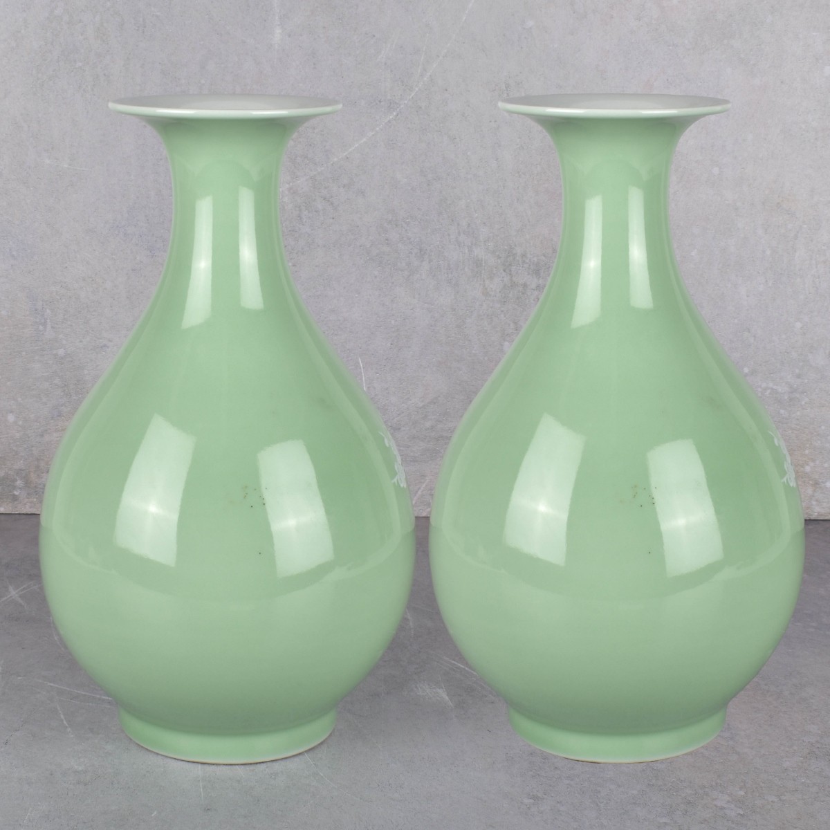 Pair of Chinese Green Glazed Porcelain Vases