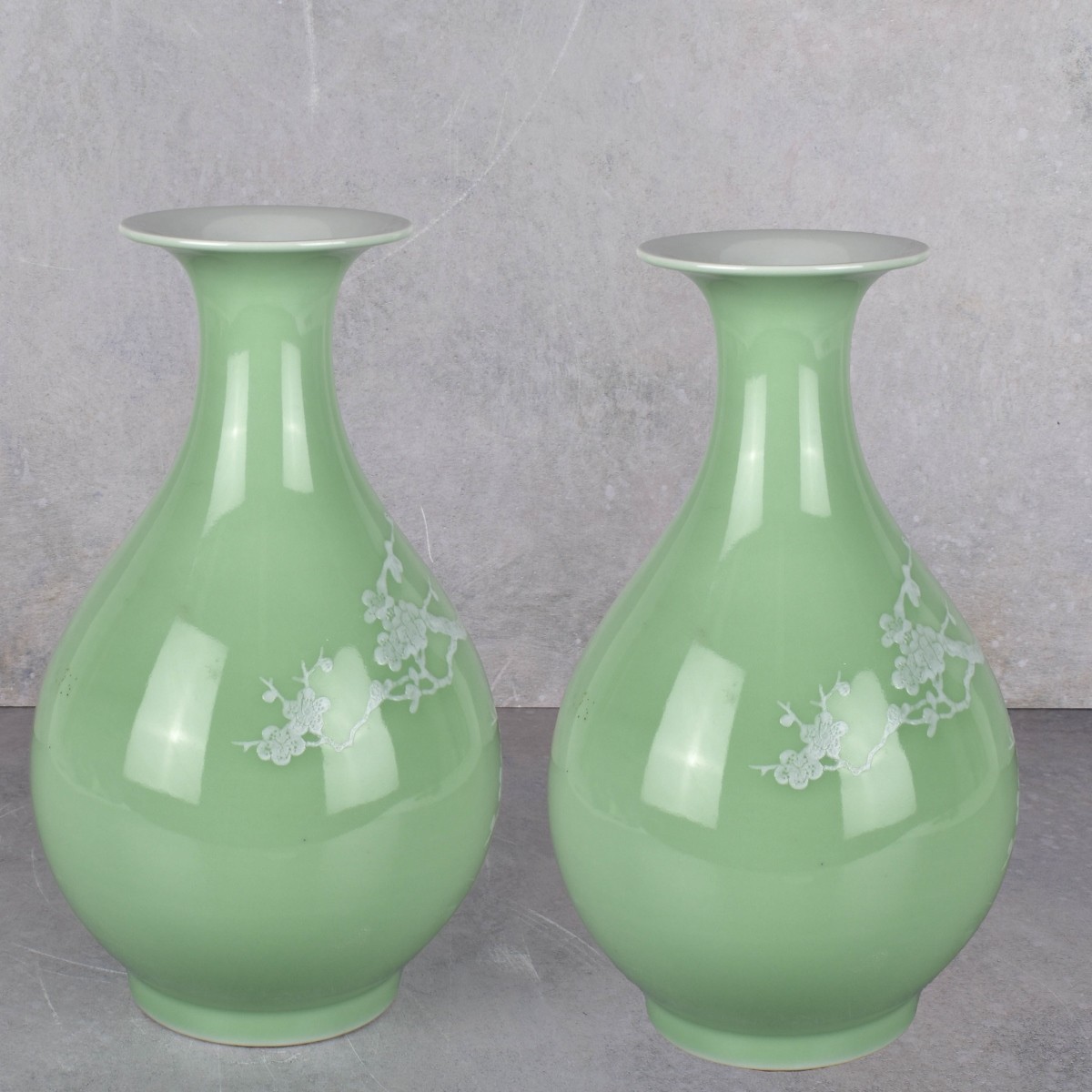 Pair of Chinese Green Glazed Porcelain Vases