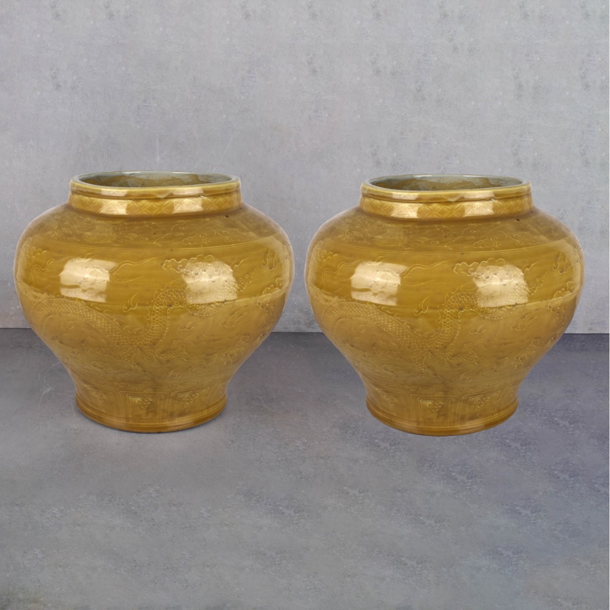 Large Pair of Chinese Pots