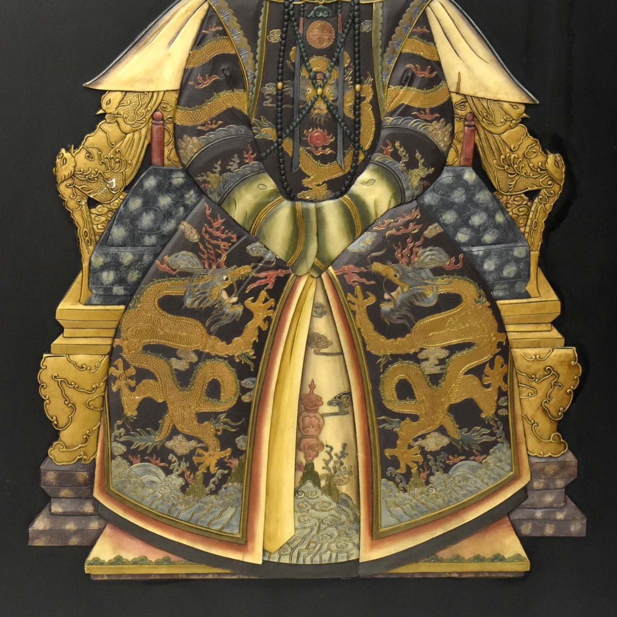 Chinoiserie Style Emperor and Empress Wood Panels