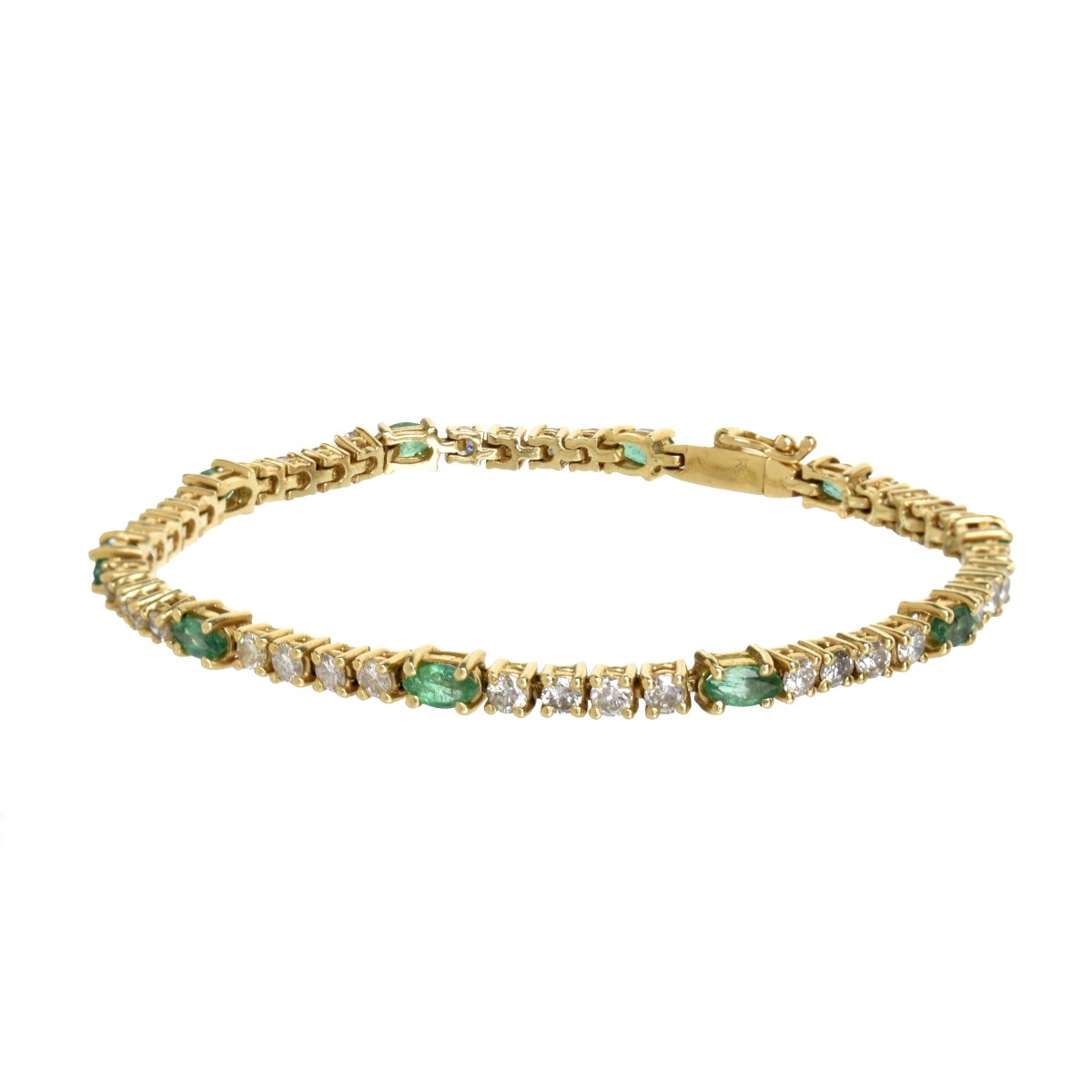Diamond, Emerald and 14K Bracelet