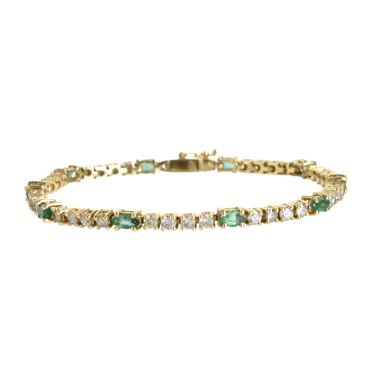 Diamond, Emerald and 14K Bracelet