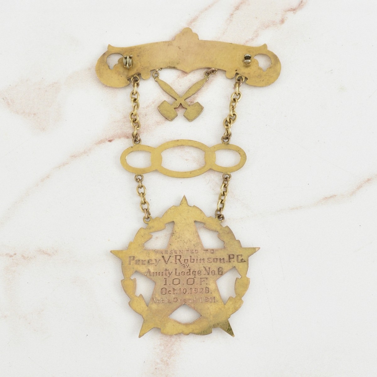 10K Masonic Pendant Brooch
